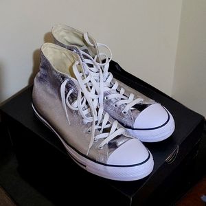 🔥RARE AUTHENTIC SILVER CONVERSE CHUCK TAYLOR SIZE 10M SIZE 12 WOMEN 🔥